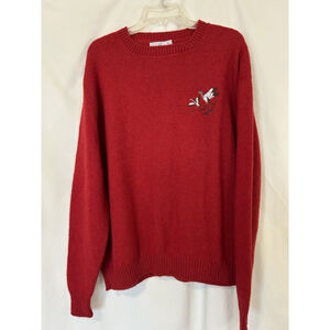 Flying Scotsman Sweater Red Mallard Duck Embroidered Pullover Wool Grandpa 1XB